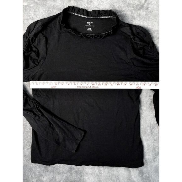 Maeve by Anthropologie Ruched Sleeve Long Sleeve Tee Black Women’s Large - Picture 5 of 7